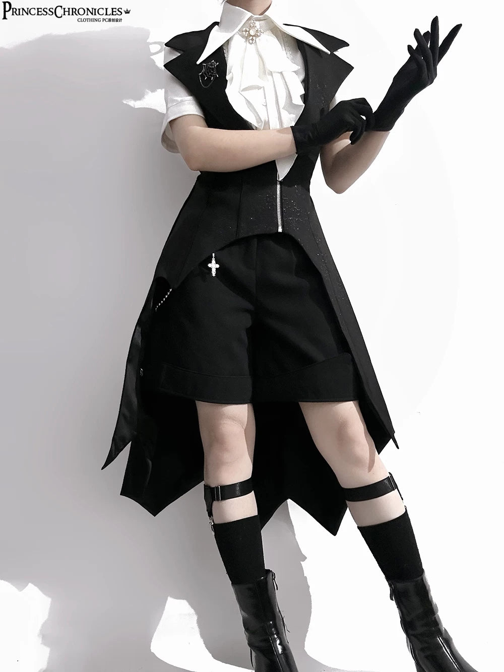 The Dawn of Arrival - Ouji Lolita Fitted Blouse with Detachable Jabot 45657:857043