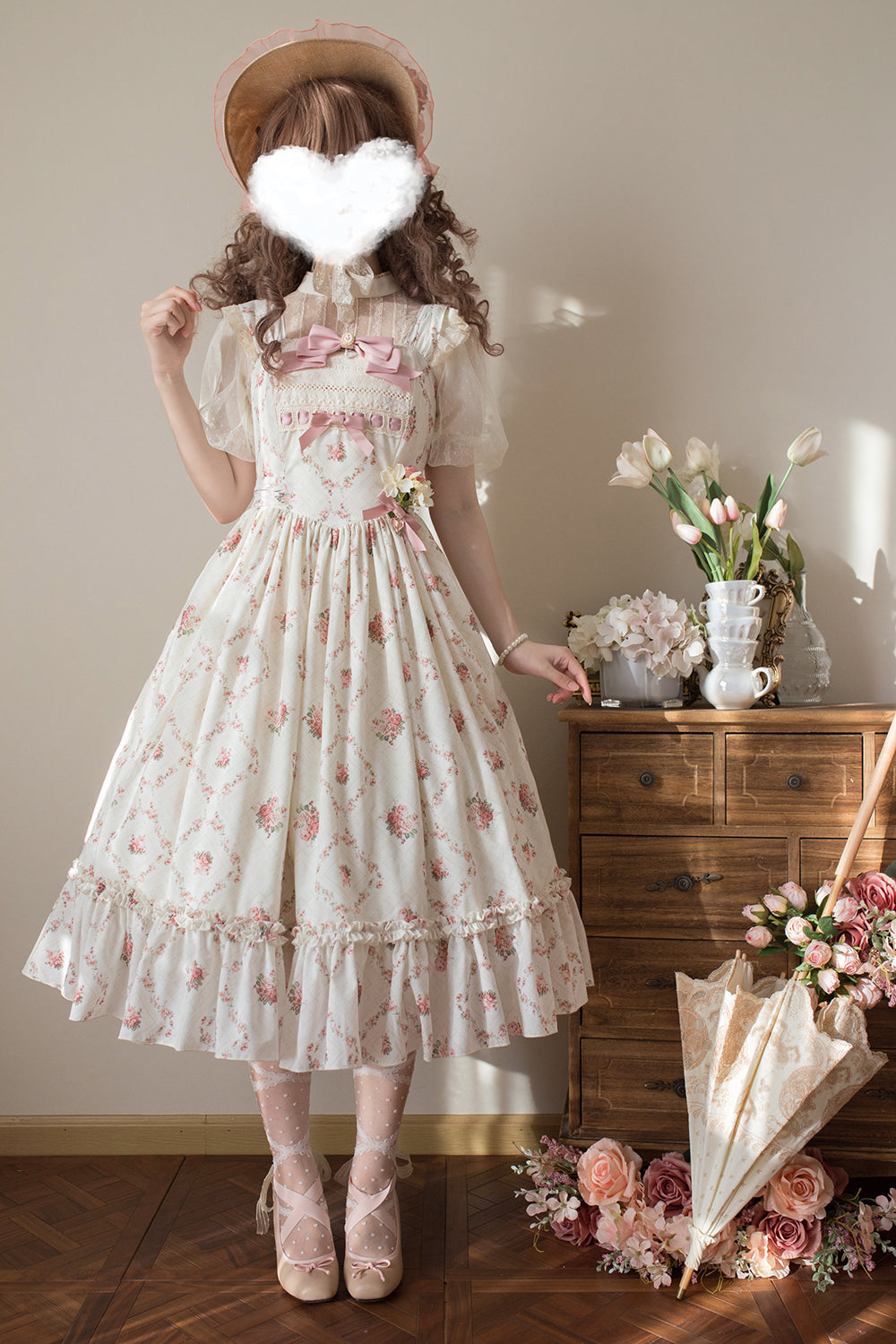 Miss Point~Customized Wood Rose 2.0 Elegant Vintage Jumper Dress 21392:302582