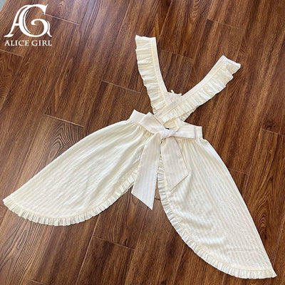 (BFM)Alice Girl~Black Lolita OP Dress Embroidered Winter Dress XS Apron only (beige) 
