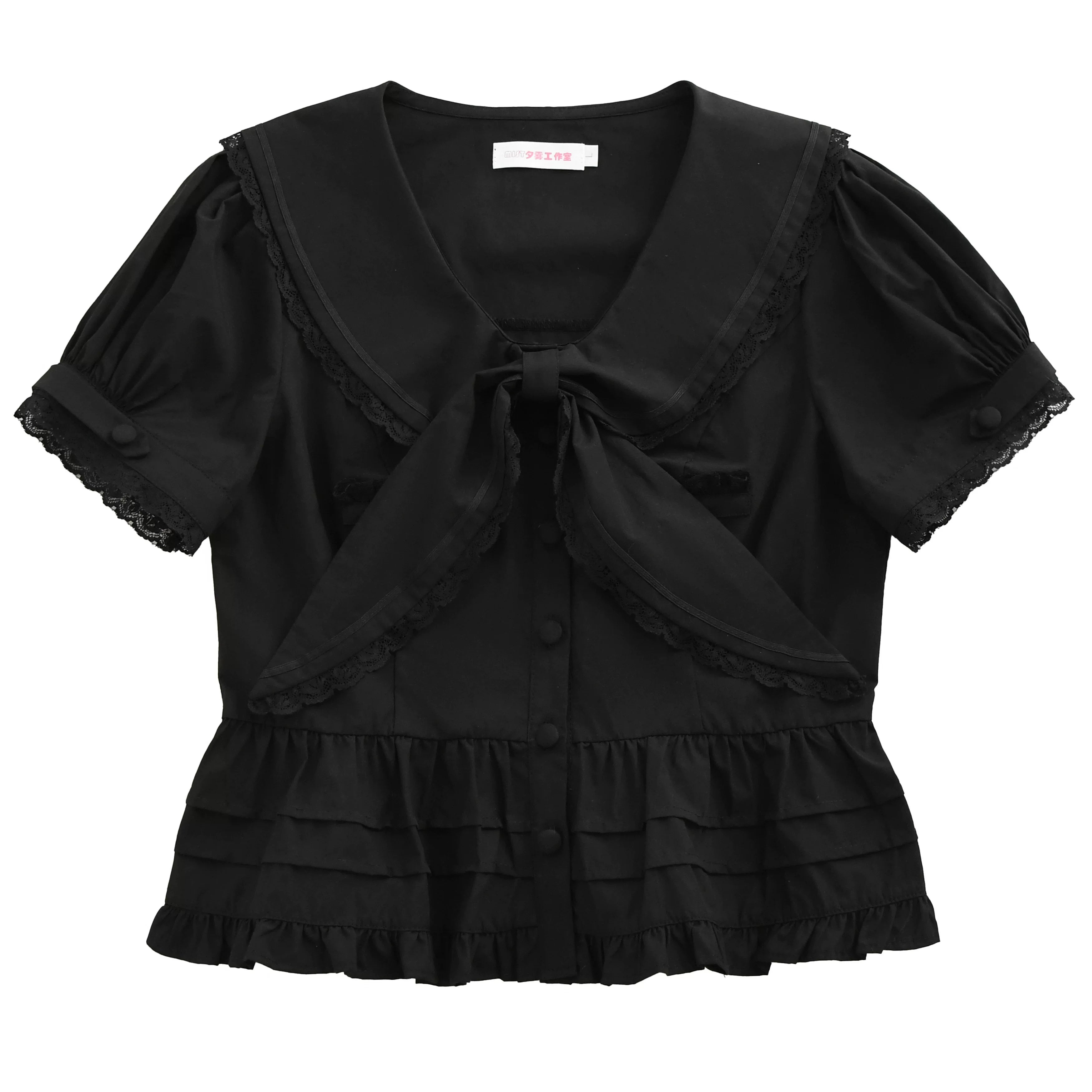 Cotton Kawaii Lolita Blouse, Lace Sailor Collar (L M S XL) 45787:862417