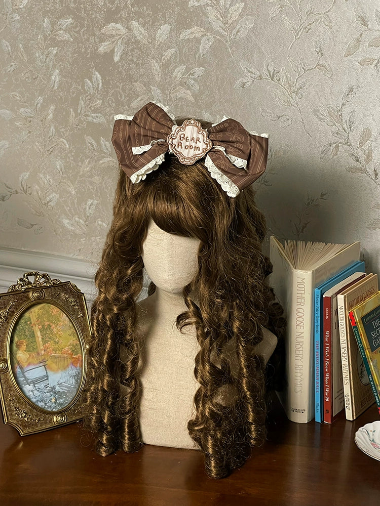 Alice Girl - Sea Salt Fairytale - Sweet Lolita Headdress Built-in Wire BNT and Bow KC Brown KC Only