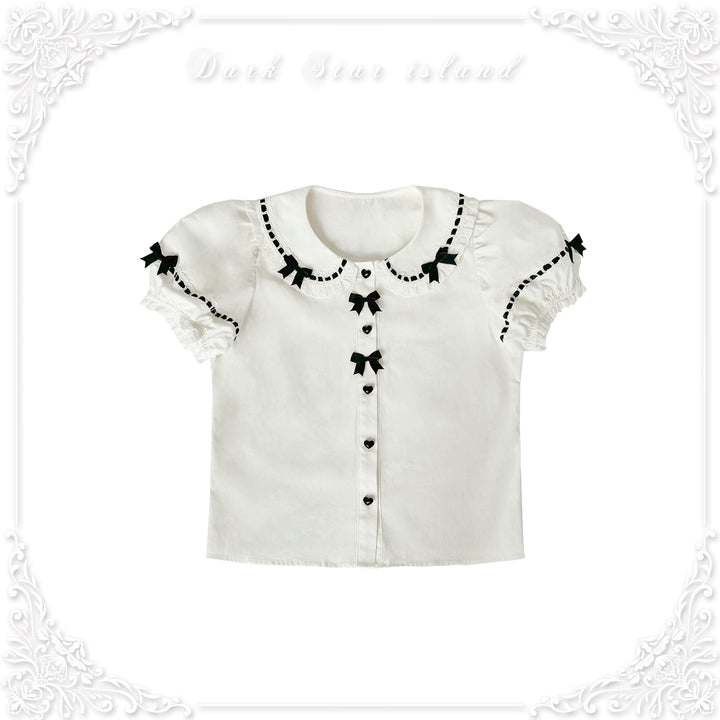 Dark Star Island~Honey Bunny Cake~Sweet Lolita JSK/OP/Strap SK/Shirt S Black white blouse 