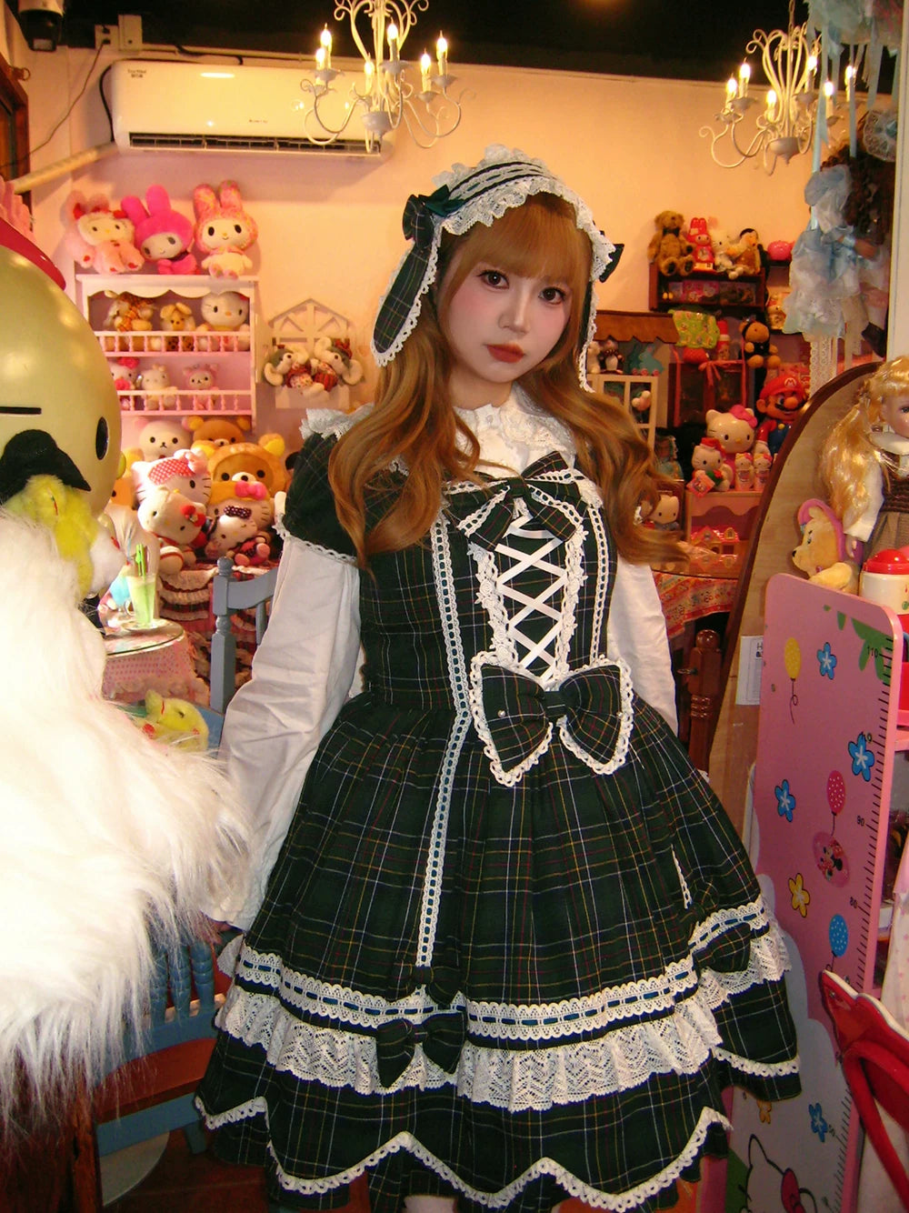 Plaid Petal Bunny - Old School Lolita Plaid OP Dress, Petal-shaped Hem 44673:818319