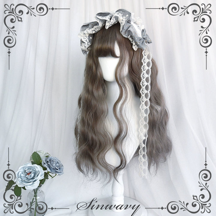 Sinwavy~Elegant Lolita Wig Ash Linen Grey Curly Wig   