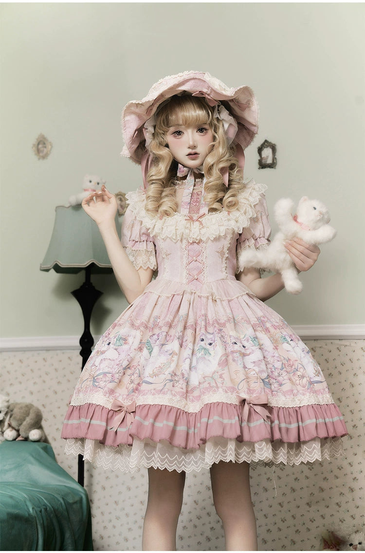 Bolero~Liliana Cat~Sweet Lolita Gorgeous OP Dress with Soft Lace & Organza