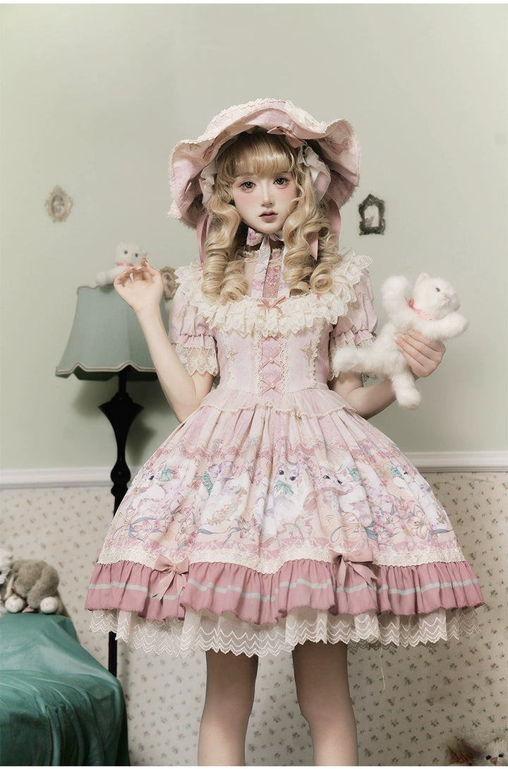 Bolero~Liliana Cat~Sweet Lolita Gorgeous OP Dress with Soft Lace & Organza