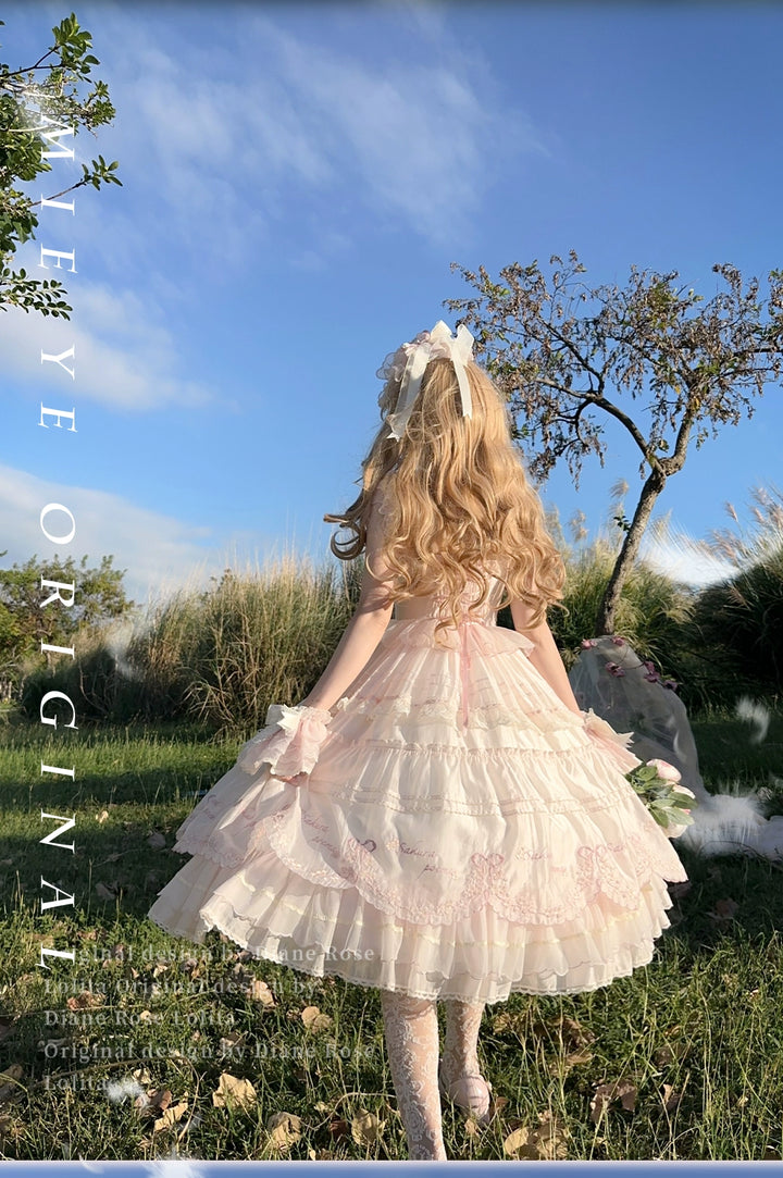 MieYe - Cherry Blossom - Pink Sweet Lolita Tiered Dress