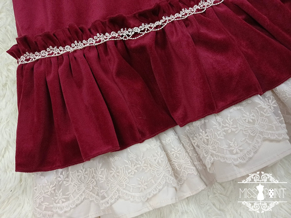 (BFM)Miss Point~Customized Lolita Dress Vintage Elegant Velvet OP Dress 32520:391634