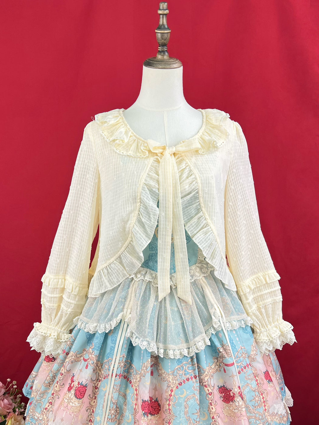 DMFS Lolita~Sweet Lolita Light Cardigan White Apricot Summer Cover-Up