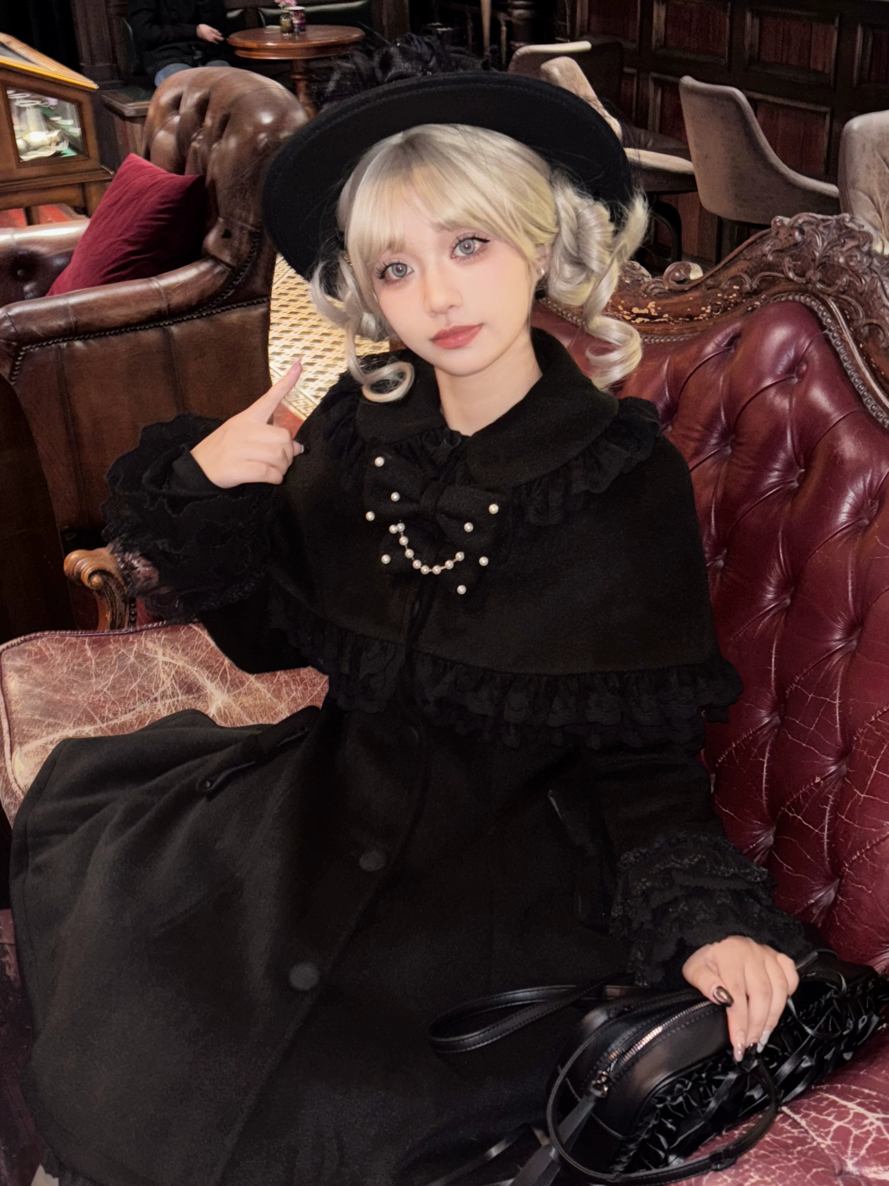 Lace Heart-Knot - Winter Sweet Lolita Lace Cape Coat, A-line Fit