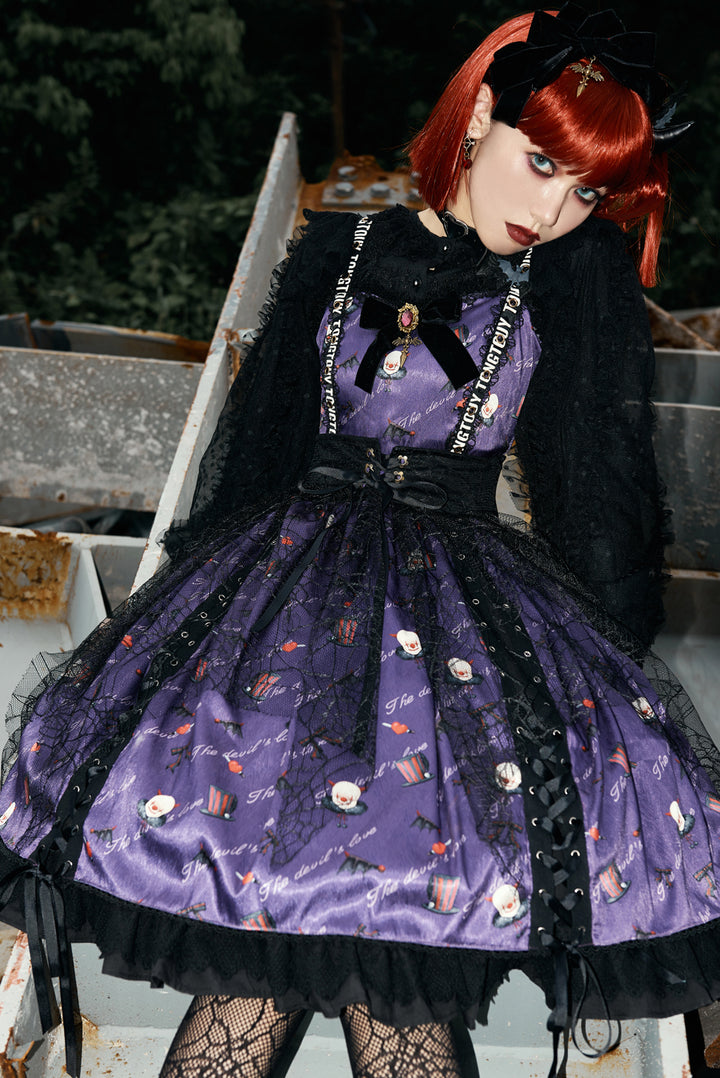 Miss Point~Gothic Lolita Clown and Bat Wings Print JSK Customized 20920:292386