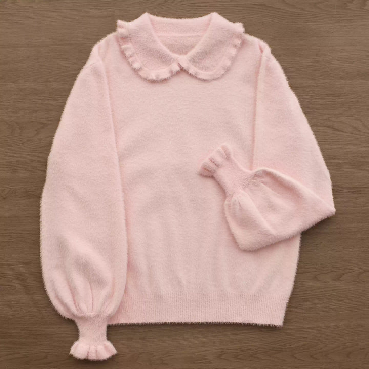 MIST~Kawai Lolita War Turtleneck Knitwear S Pink (Peter Pan Collar) 