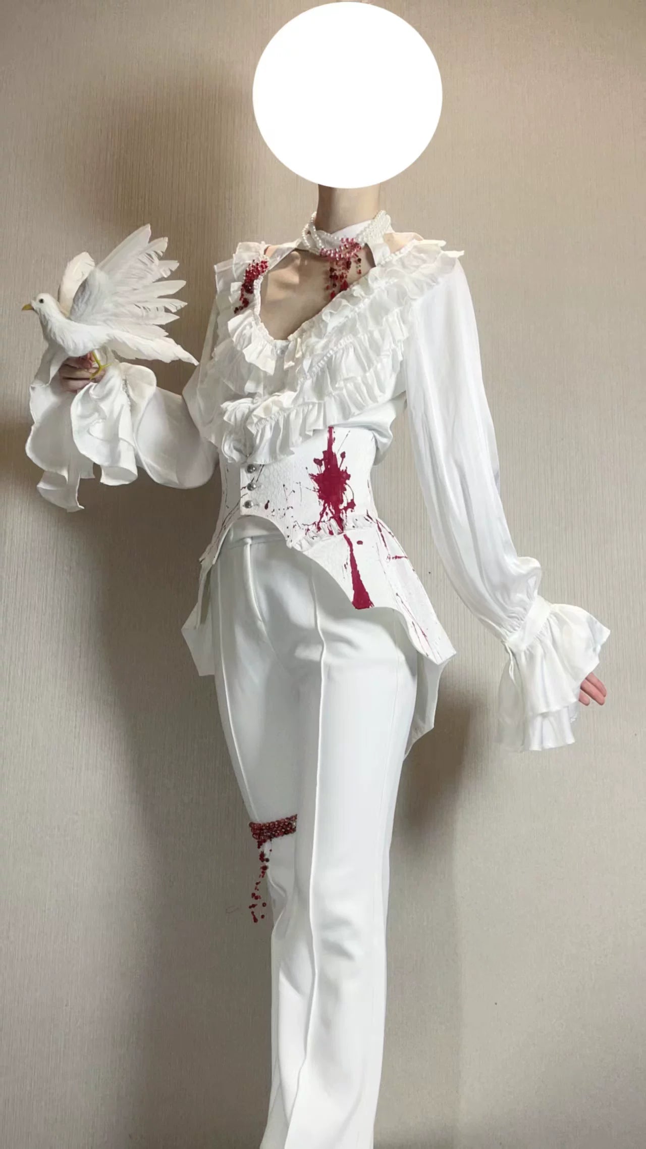 Blue Moon Bone Erosion - Gothic Lolita Waist Cincher, Bat Wing Hem 44453:809547