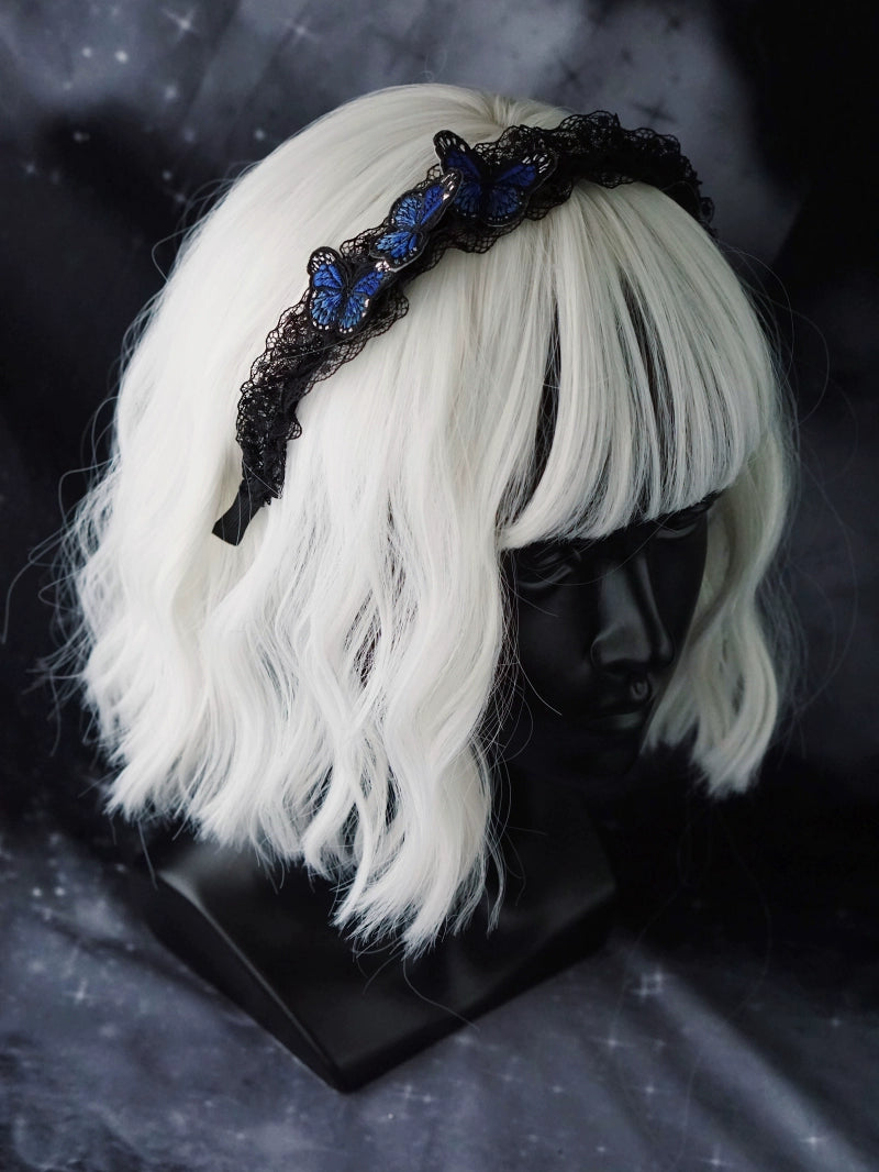 Strange Sugar~Gothic Lolita Black Headdress Butterfly KC Photography Props 6 - Side butterfly hairband  