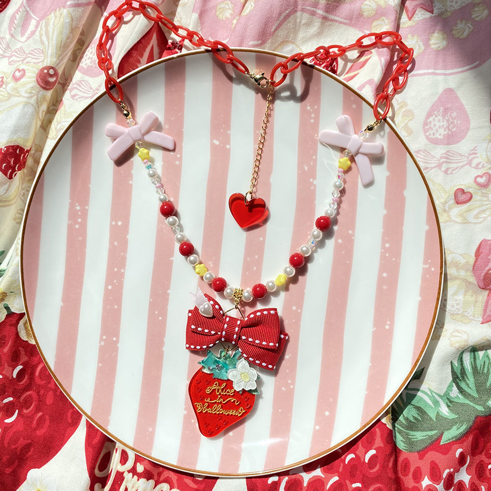 (Buyforme)Halloween Alice~Lolita Strawberry Accessory Set sweet red necklace  