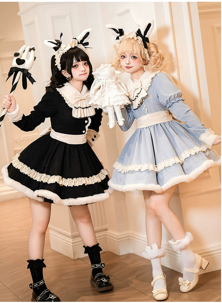 With PUJI~Puppet Box~Kawaii Lolita Bag Lamb Kitten Detachable Bag Dress Hat