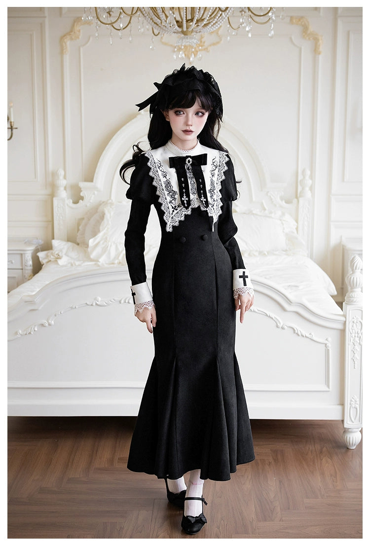 With PUJI - Rose Doll - Gothic Lolita Short OP, Mermaid Dress 44301:803459