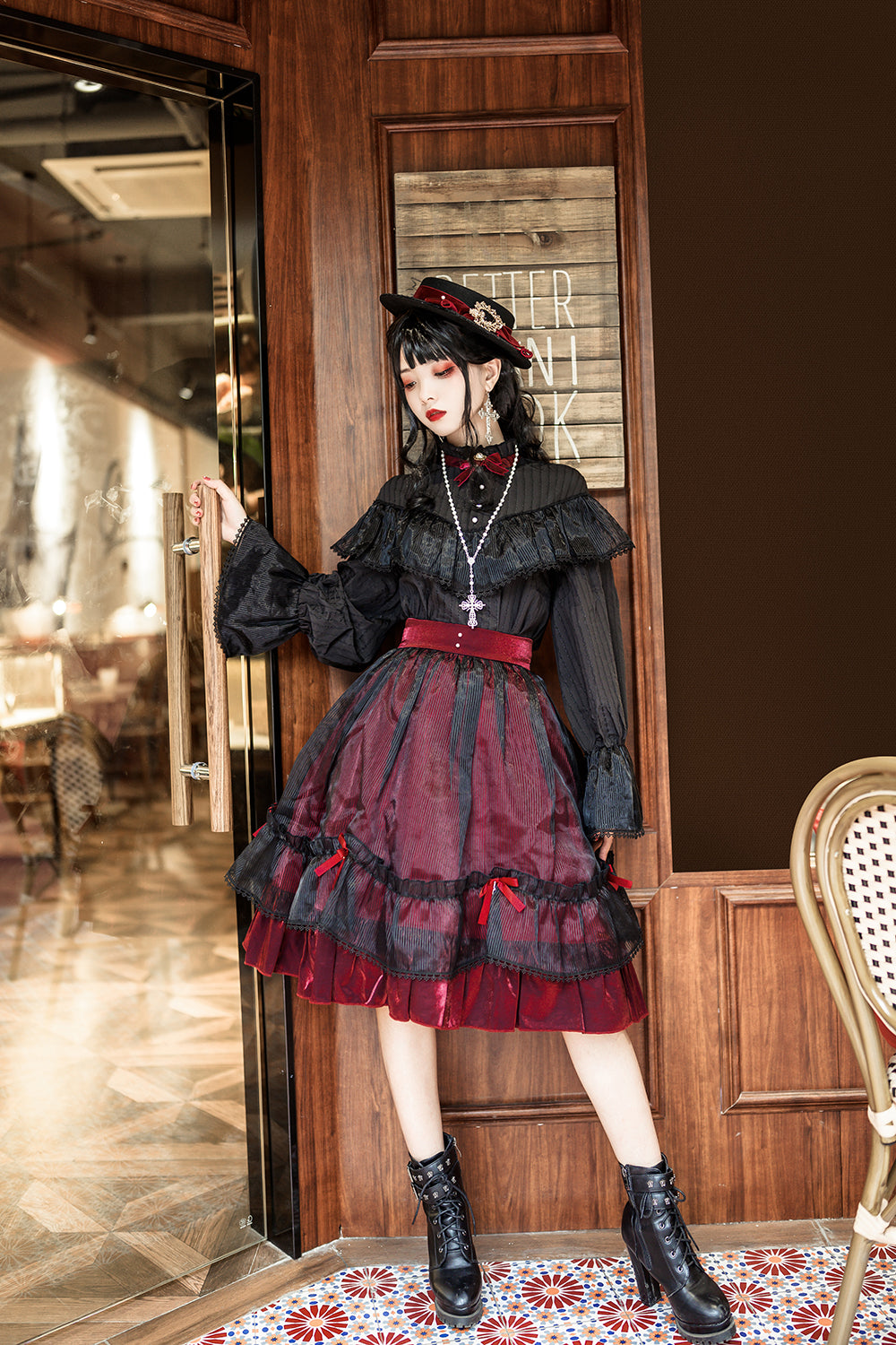 Princess Chronicles - Gothic Lolita Cross Shaped Pearl Necklace