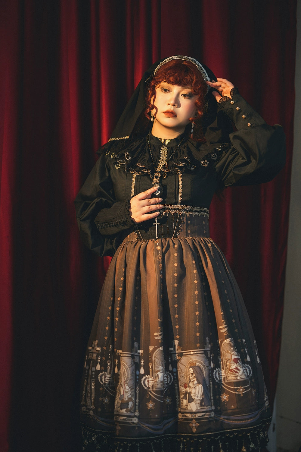 Miss Point - Demon Hunting Notes - Fishbone Gothic Lolita Skirt 33614:433892