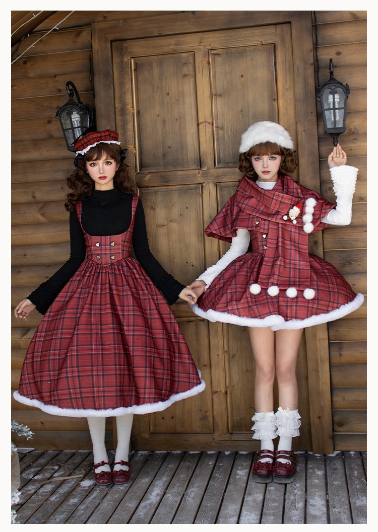 With PUJI~Wish Date~Twins Lolita Fishbone Bust-supporting JSK Winter Scarf-Cape 40526:670524