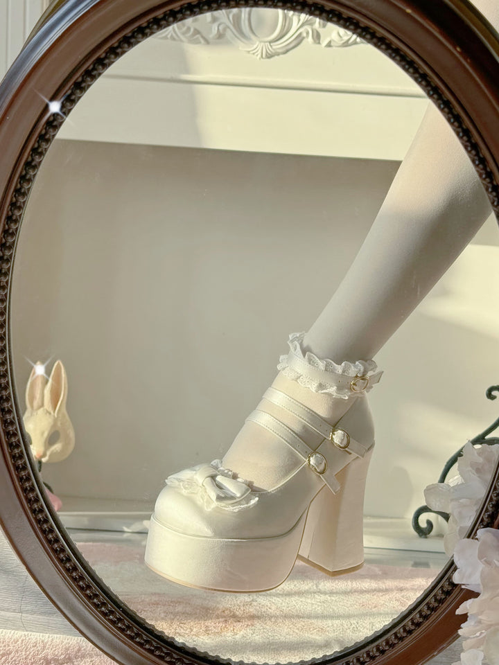 Pure Tea For Dream~Otome Fairy Tale~Sweet Lolita Shoes High Platform Satin Heels 42091:726195