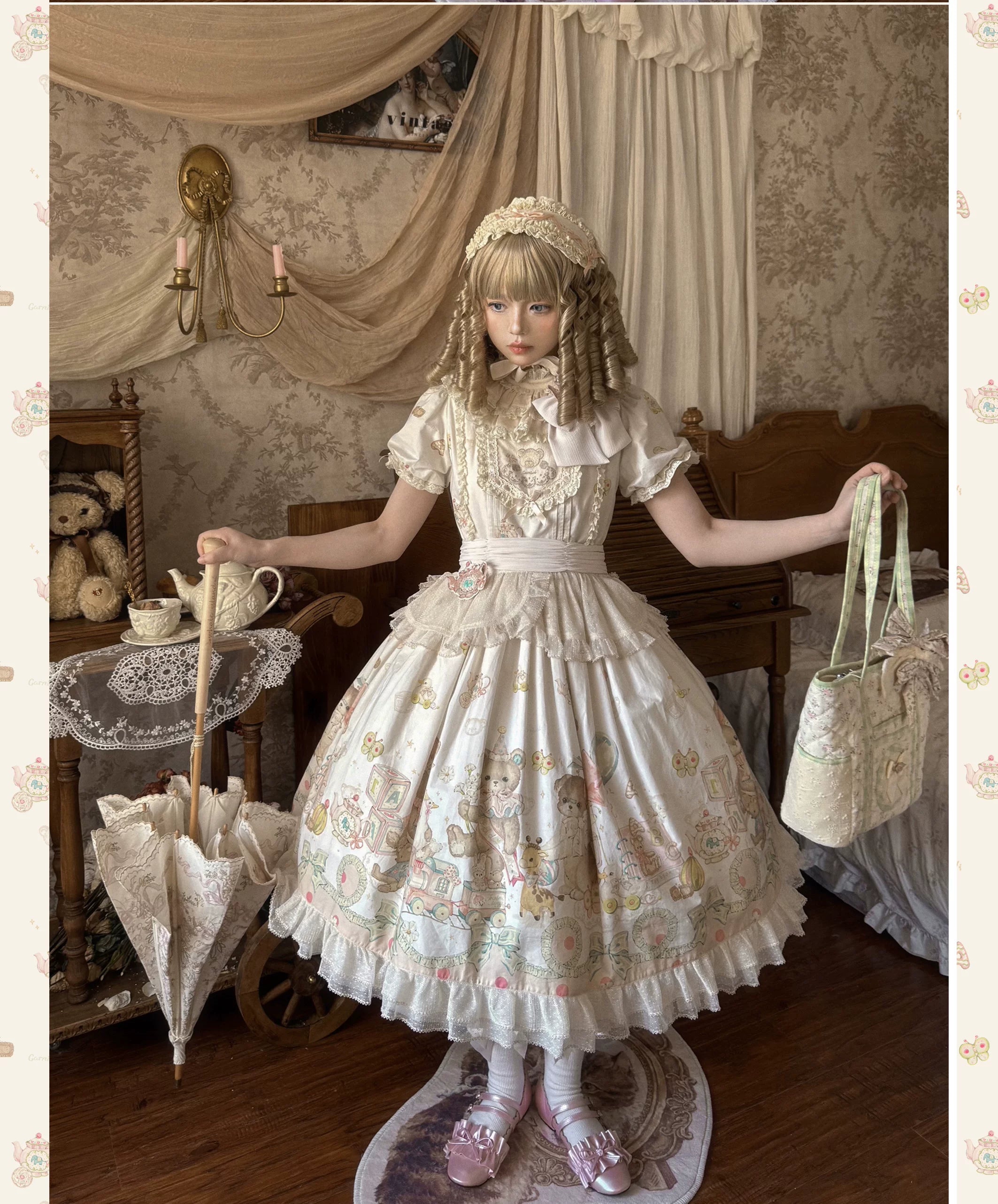 Toy Box - Doll-like Kawaii Lolita OP Dress, Toys Print 44494:812811