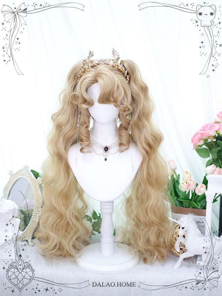 Dalao Home~Lolita Short Curls Hair Oil Painting Style Double Ponytail Wig   