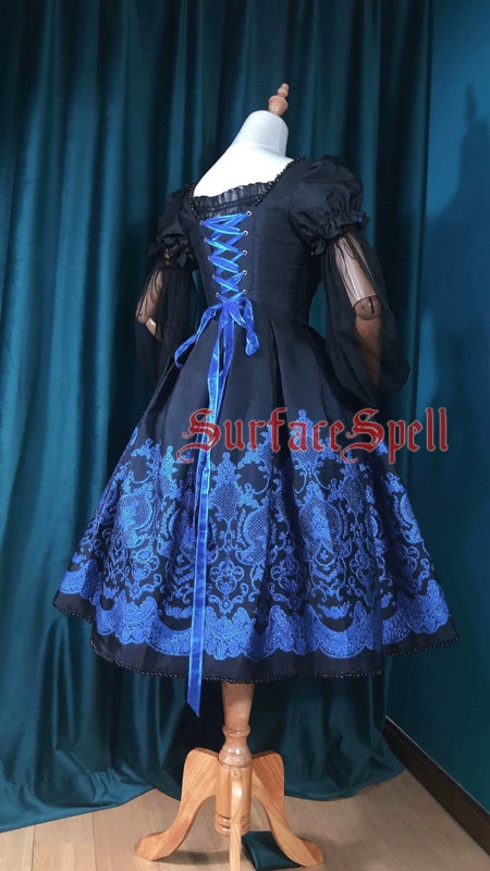 (BFM)Surface Spell~Nocturne~Custom Gothic Lolita Dress Brocade Puff Sleeve Dress