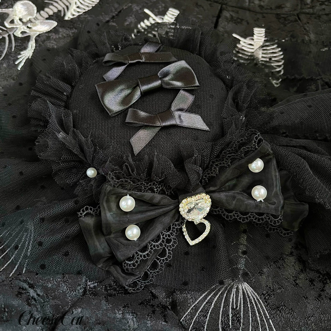 CheeseCat~Handmade Gothic Lolita Hat Anthony Cake Bow Lolita Hearwear   