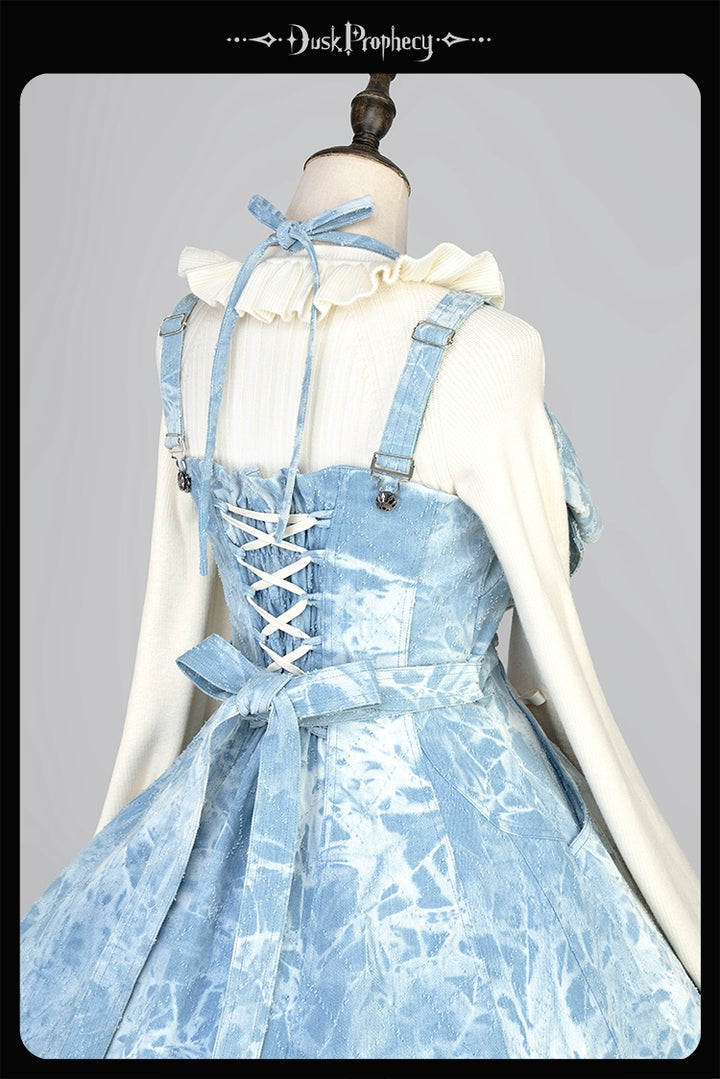 DuskProphecy~Egret 2.2-3.1 Version~Sweet Lolita Denim JSK Bust-Supporting Dress 42166:729596