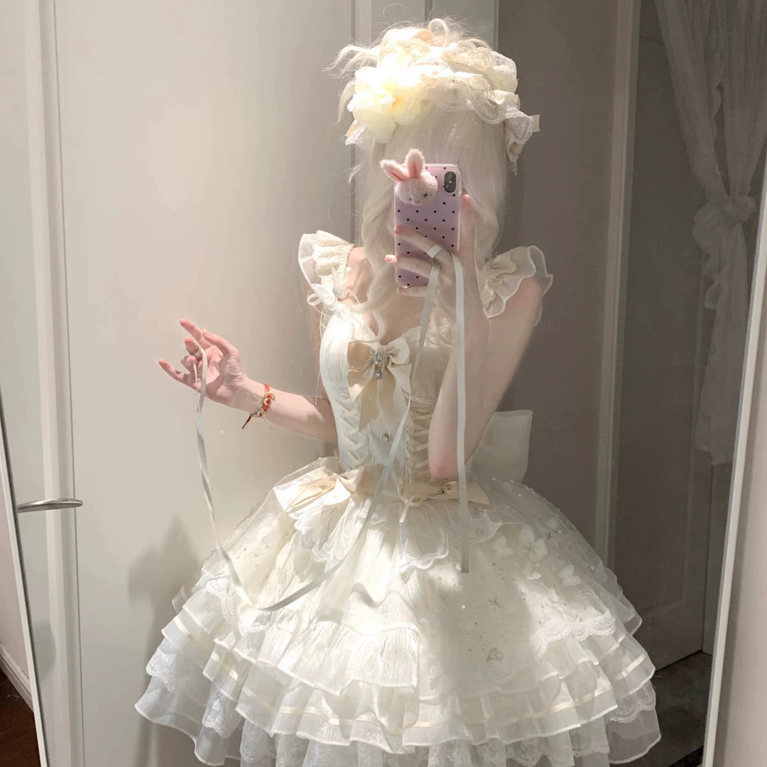 Flight Diary~First Love Praise~Sweet Lolita JSK Tiered Dress Princess Cake Dress   