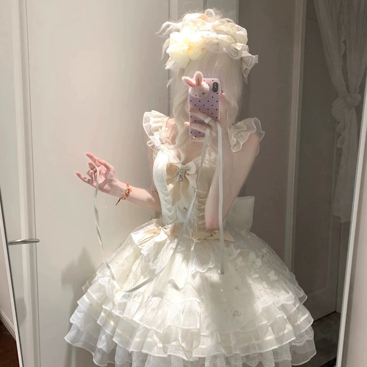 Flight Diary~First Love Praise~Sweet Lolita JSK Tiered Dress Princess Cake Dress   