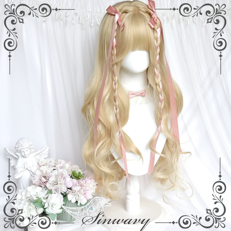 Sinwavy - Elegant Lolita Platinum Wig Long Curly Layered Wig