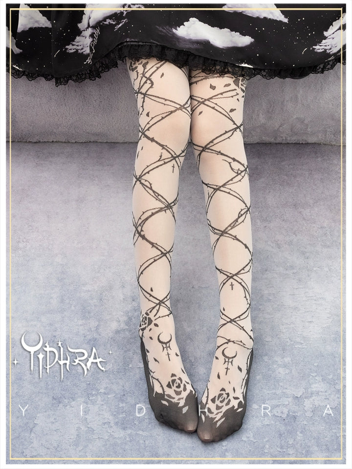 Yidhra梦之女巫原创{荆棘之眠}Gothic Lolita 夏季薄款 连裤袜   