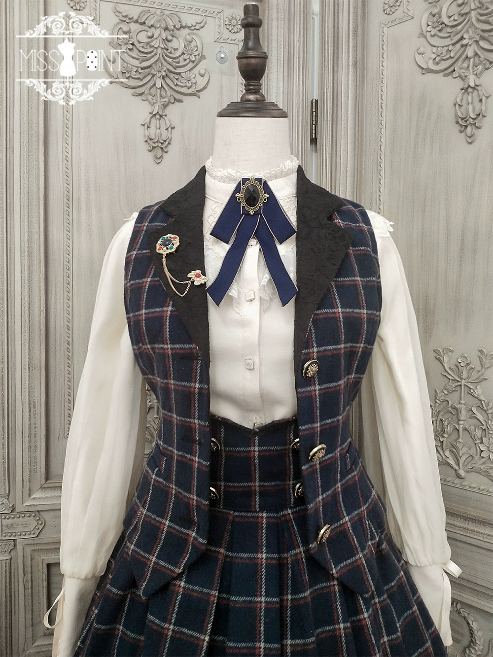 (BFM)Miss Point~Rose~Elegant Lolita Pliad Print Vest Customized 32510:385406