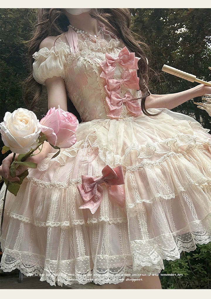 Sakurahime~Floral~Sweet Lolita Jumper Dress Ballet Style Halter JSK   