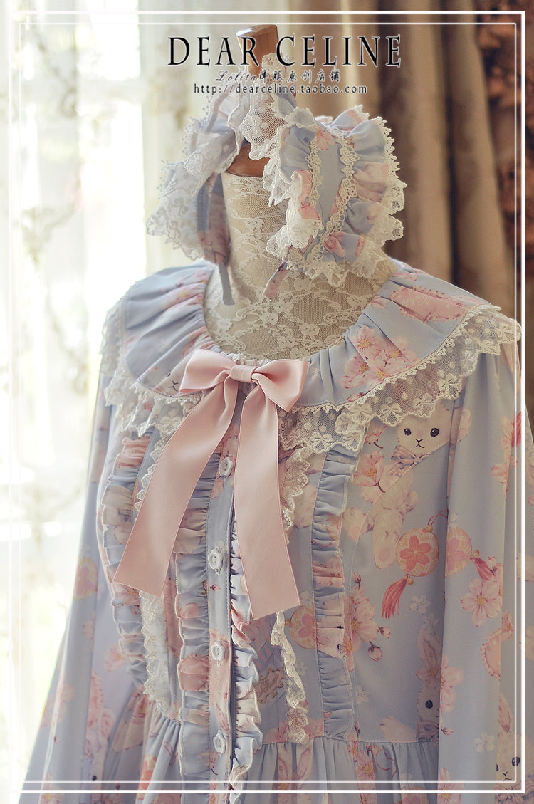 (Buyforme)DearCeline~Cherry Blossom Bunny Lolita Headband light blue  