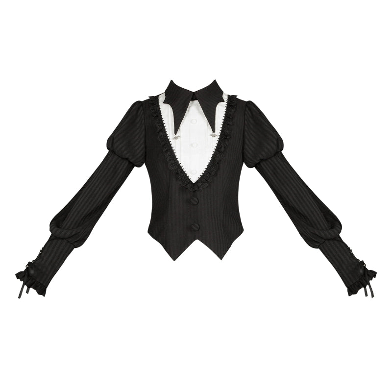 With PUJI - Night Talk - Gothic Lolita Skirt Dress Set, Batwing-shaped Accents (Blouse / L M S) 44188:797672