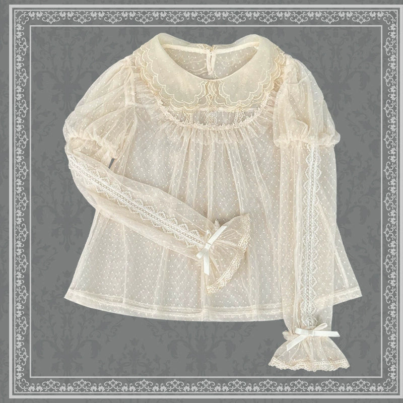 Sweet Date - Wedding Lolita Dress Bridal Elegant Retro JSK Daily Lolita Shirt S Apricot long-sleeved shirt only