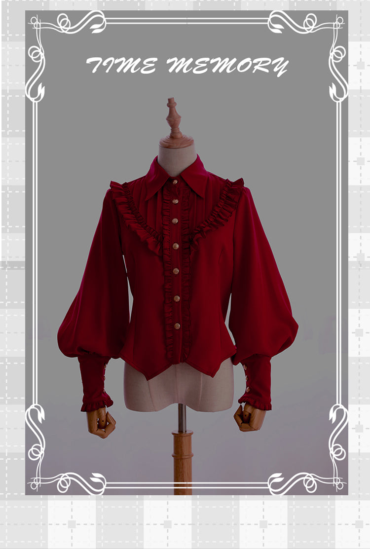 Time Memory - Elegant Lolita Slim Fit Mutton Sleeve Blouse 16422:216468