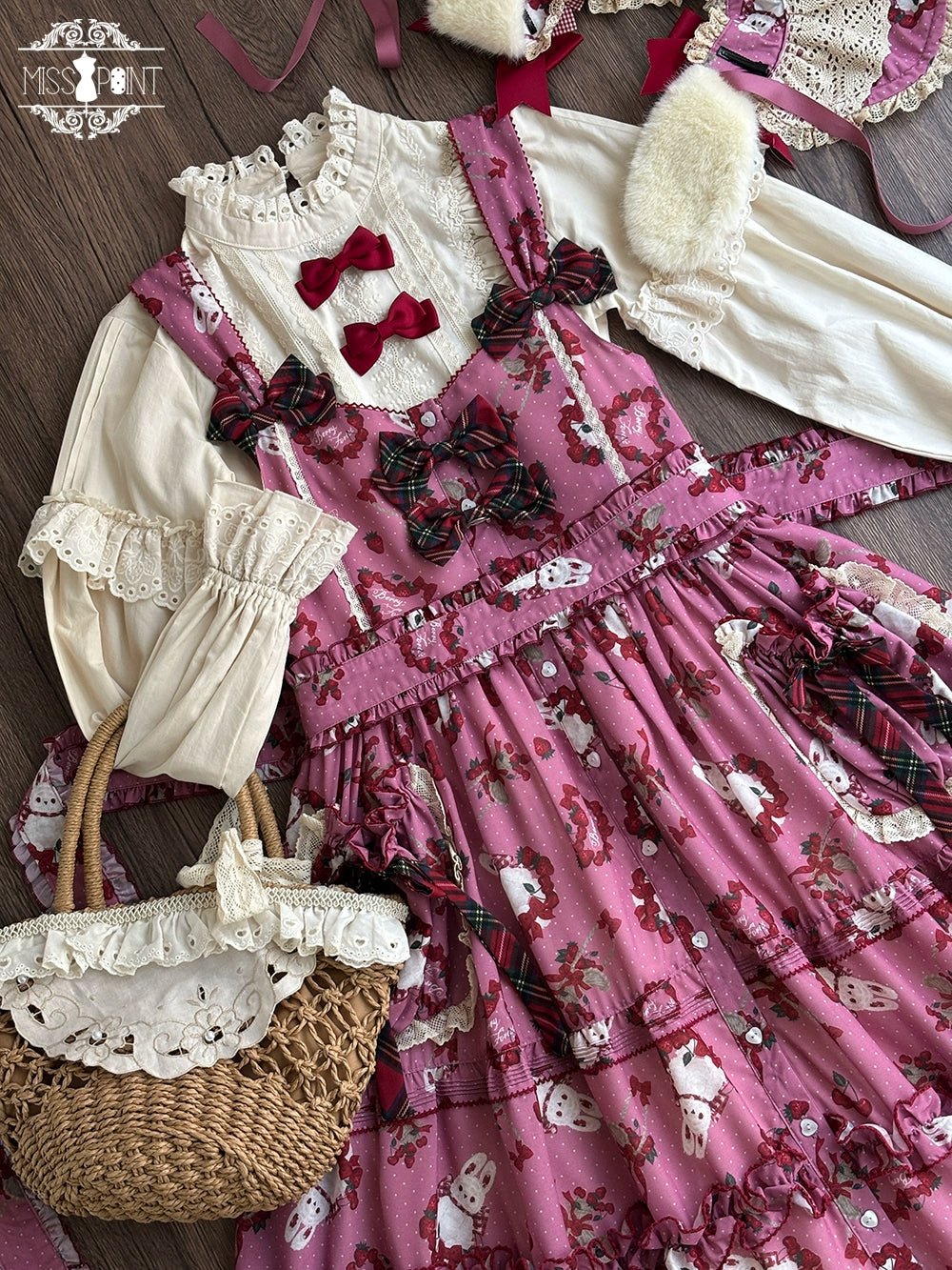 Miss Point - Forest Berry Bunny - Sweet Lolita JSK Elegant Bunny Print Dress (2XL L M S XL XS / bust) 41972:721052