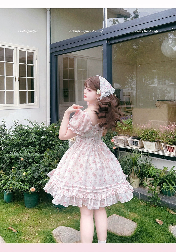 Yingtang~Sweet Lolita OP Dress Plus Size Floral Print Princess Dress   