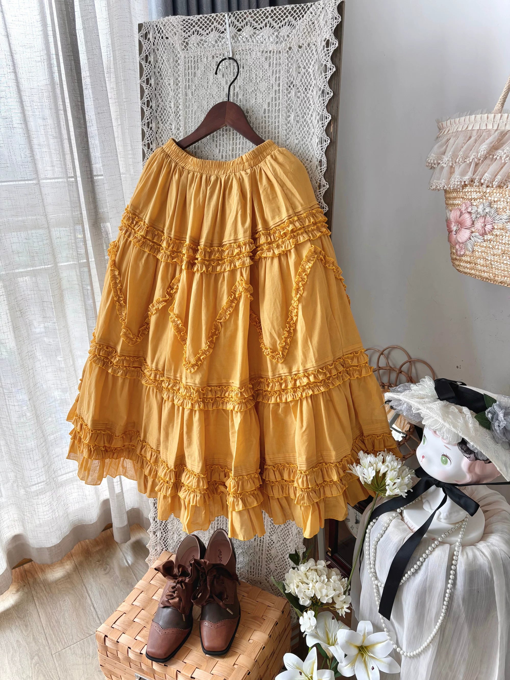 Country Lolita Underskirt, Cotton & Tiered Ruffles