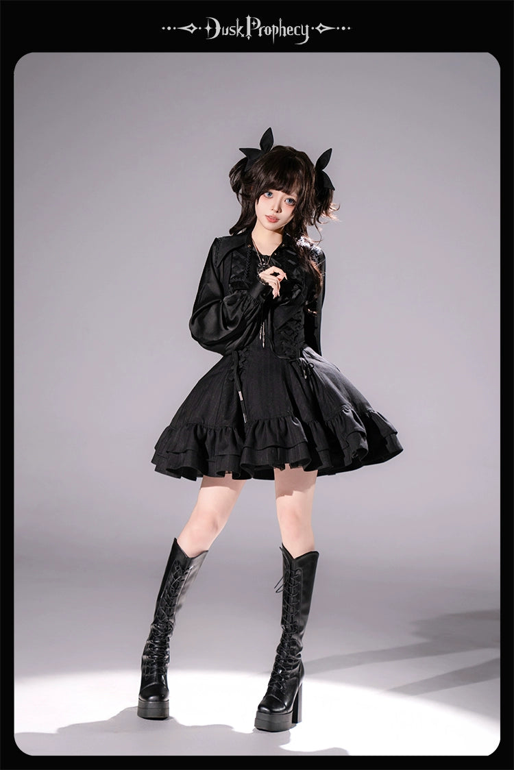 DuskProphecy - Heron - Classic Lolita Striped JSK Dress, Halter Neckline 44313:802968