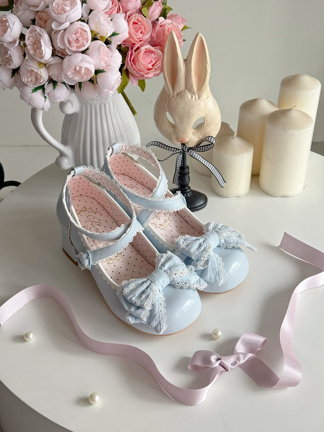 Pure Tea For Dream~Cotton Cutie~Sweet Lolita Shoes Low and Medium Heel Shoes with Bow 42297:735650