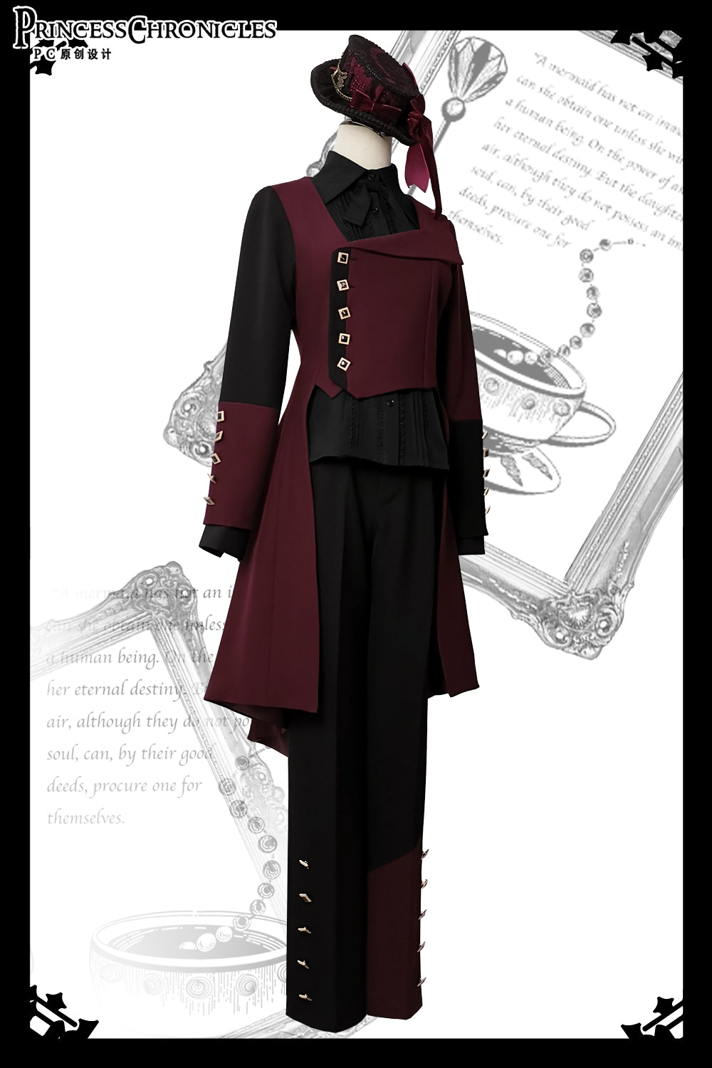 Princess Chronicles - Red and Black - Retro Ouji Lolita Handsome Black Pants S pants only
