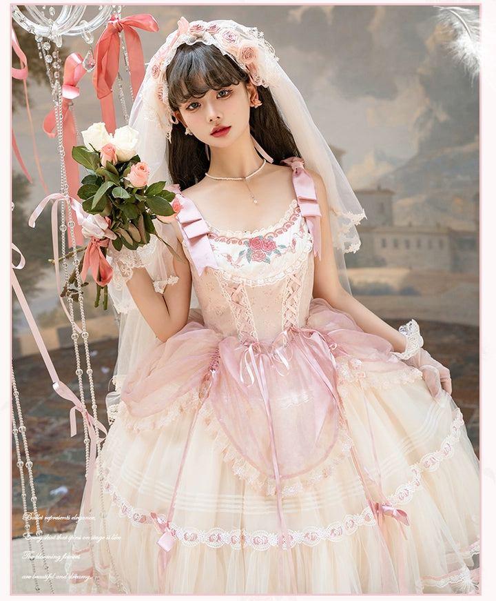 Mademoiselle Pearl~Silk Ballet~Wedding Lolita JSK Dress Princess Ballet Dress   