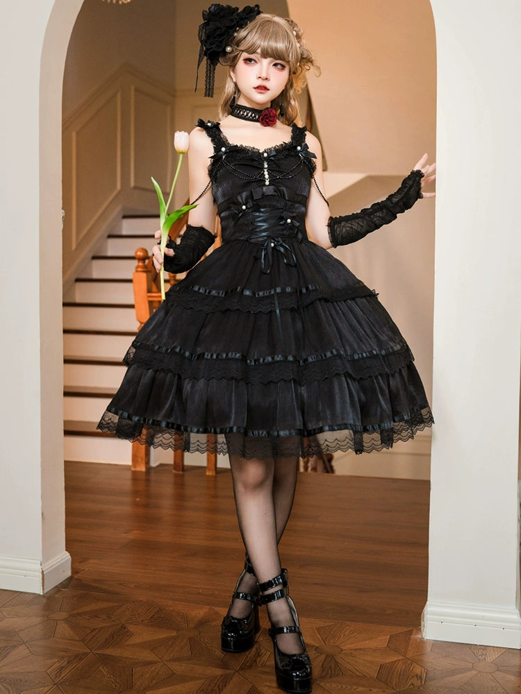 Sweet Date~Gothic Lolita JSK Wedding Dress Black and White Twin Lolita JSK S Black JSK only 