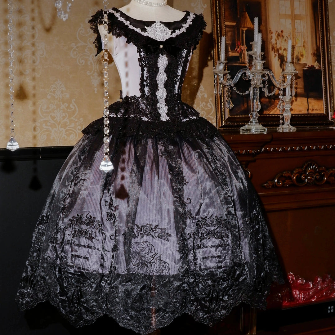 AuroraBorealis~Moonshadow~Gorgeous Wedding Lolita Dress Set Embroidered JSK SK and Bodice