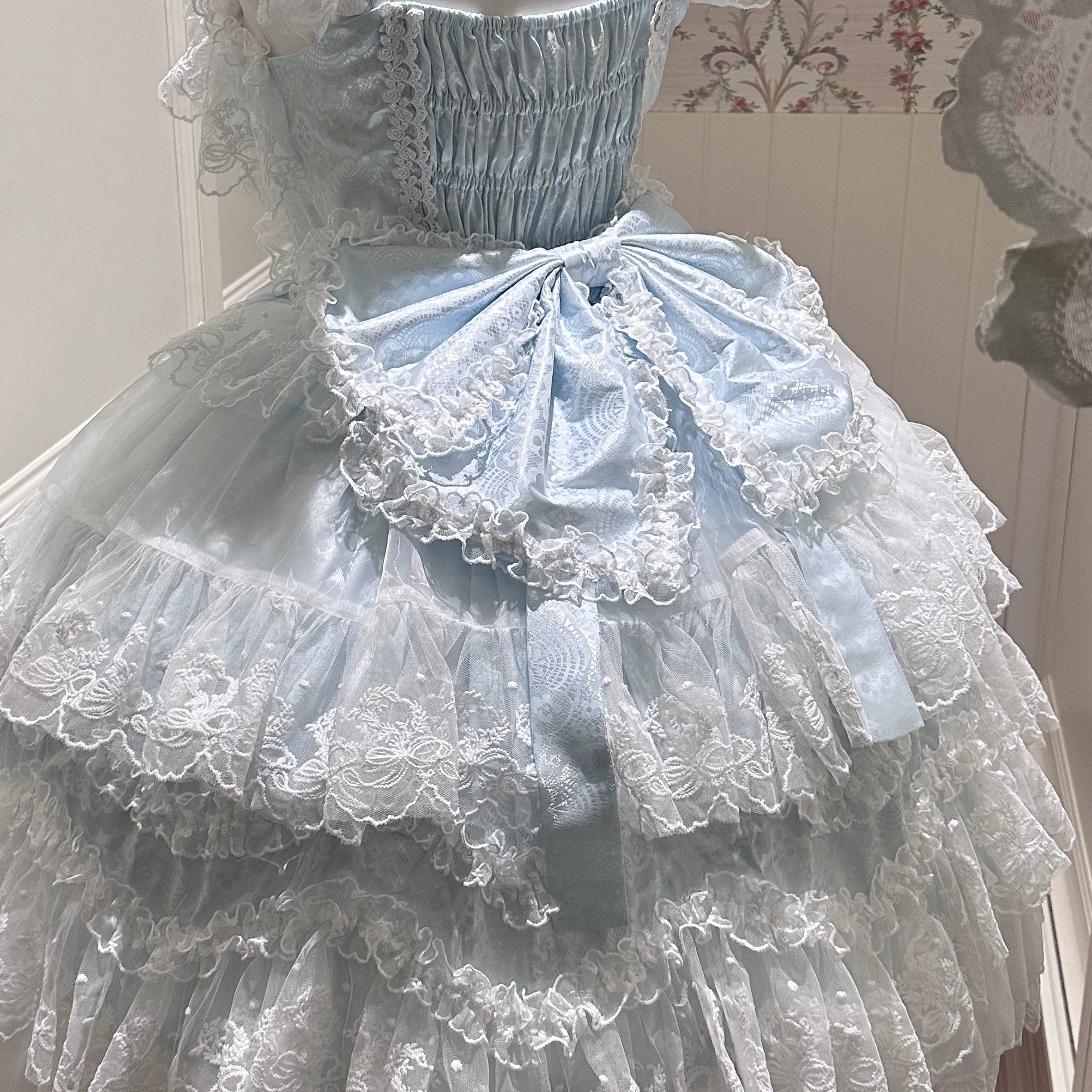 Sakura Blossom Dream - Dreamy Sweet Lolita JSK Dress, Abundant Lace & Bows